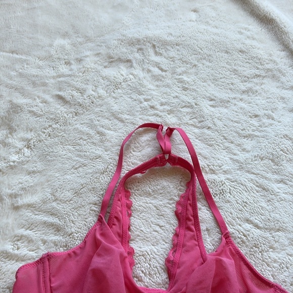 Aerie Hot Pink Mesh Racerback Bra 32B | Sheer, Sexy, Comfy Lingerie - Picture 2 of 7